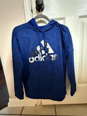 adidas Blue Pullover Hoodie with Logo